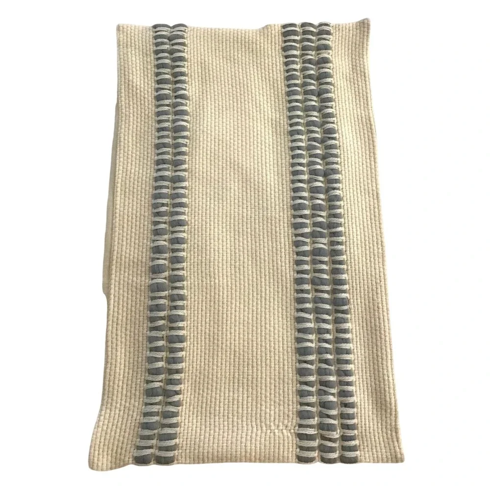 Pottery Barn Reed Striped Lumbar Chambray Pillow Covers Set of 2 Cream 16x26 NWT
